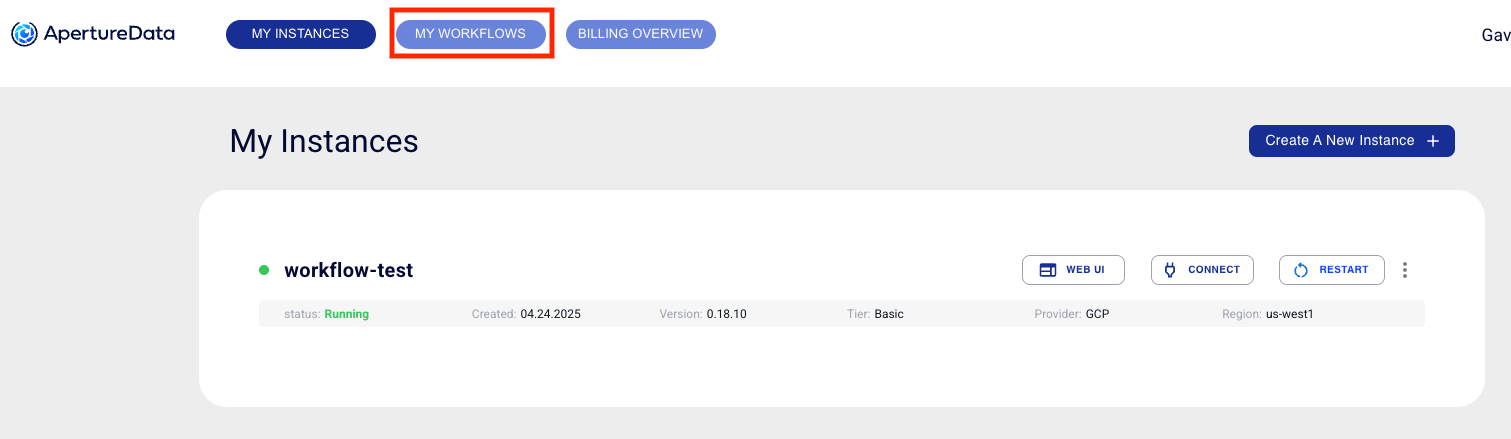 My Workflows Button