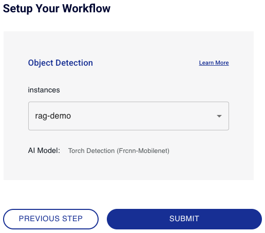Object Detection setup screen