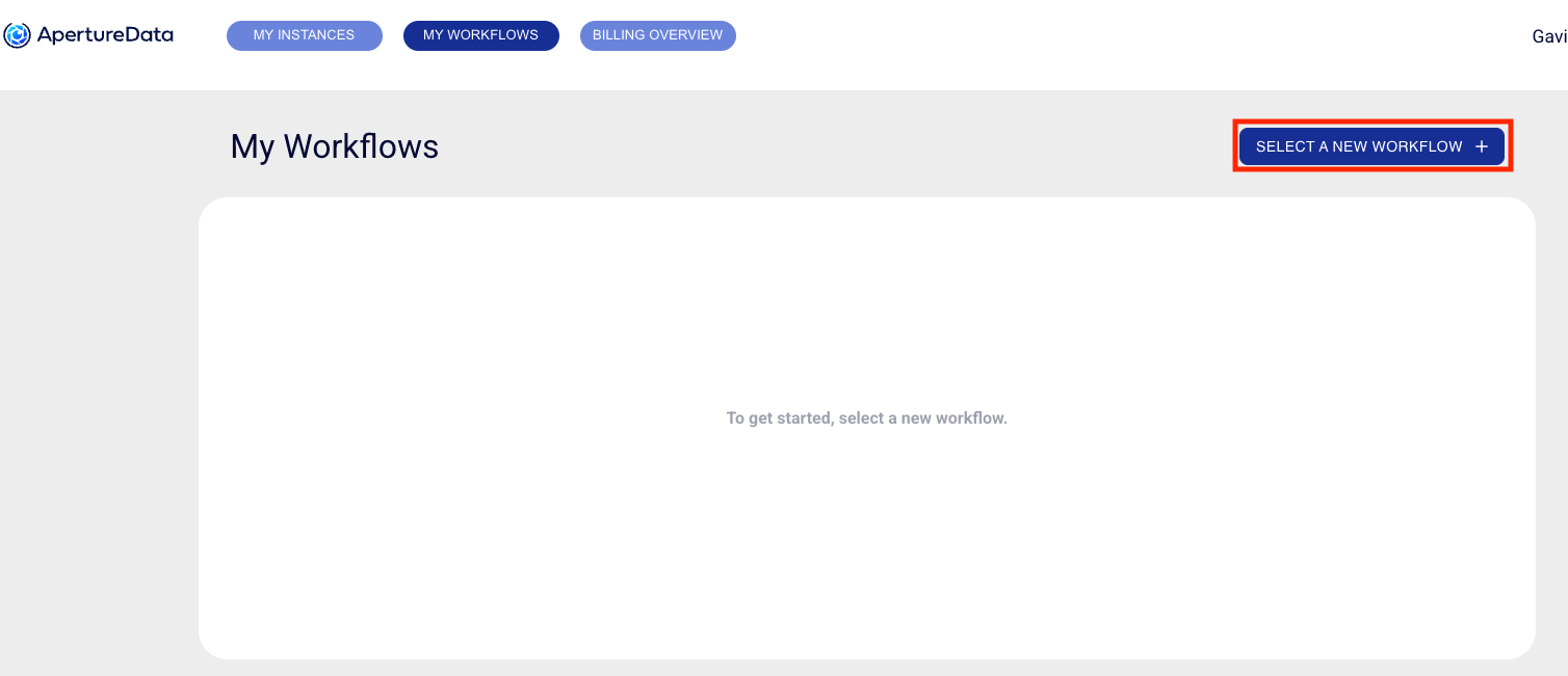 Select a New Workflow