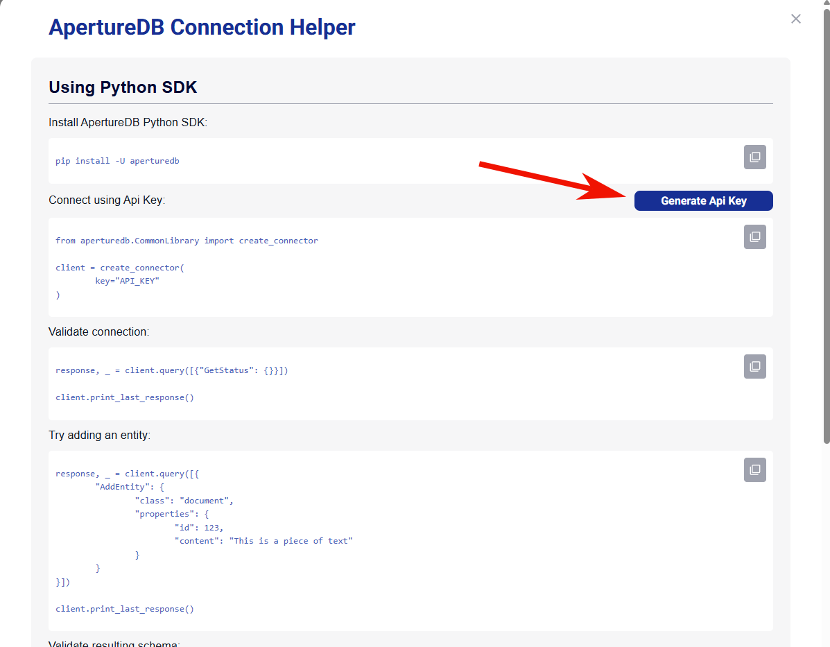 API string in Cloud interface